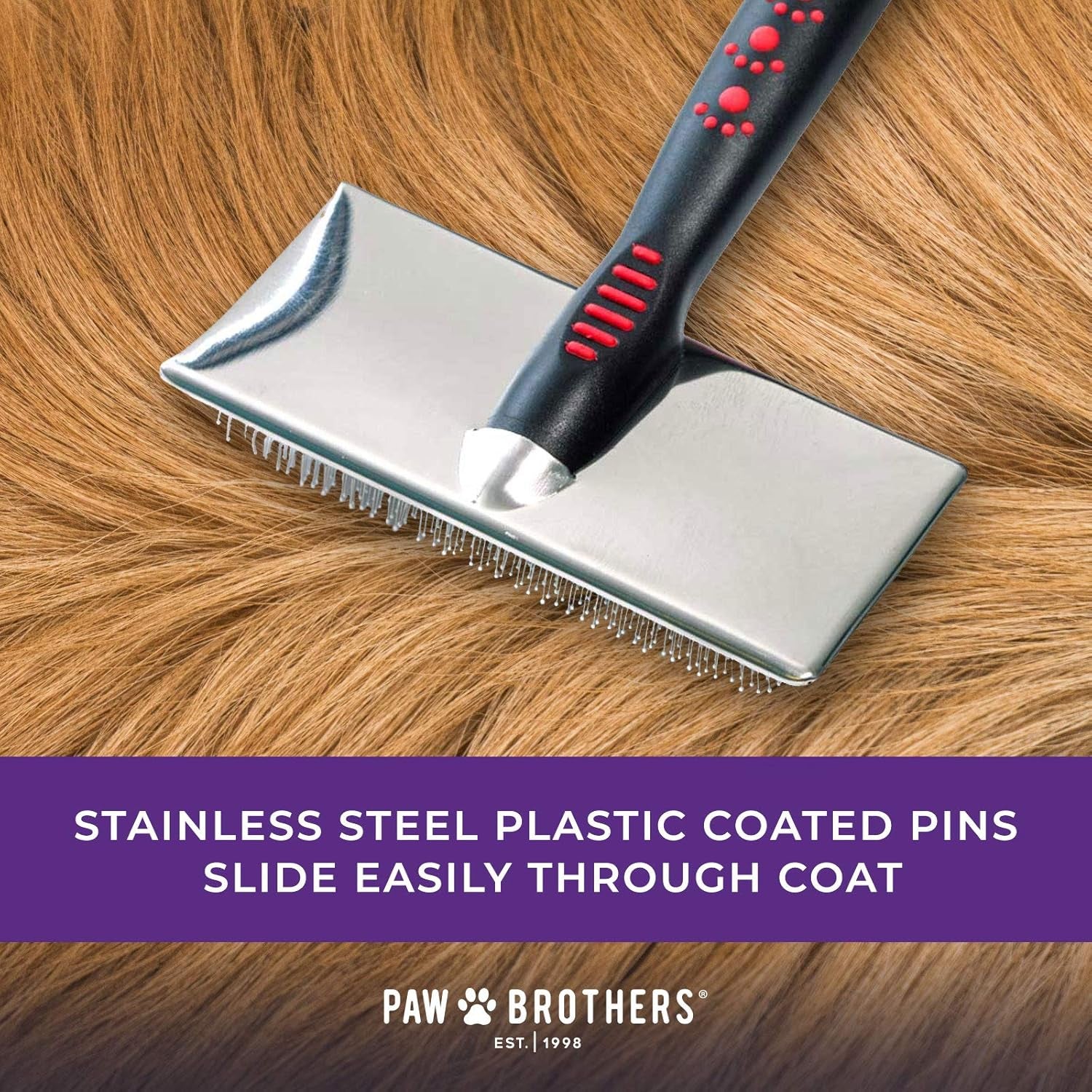 Pawsy Soft Pin Slicker Brush for Dogs – Gentle Detangling Grooming Brush