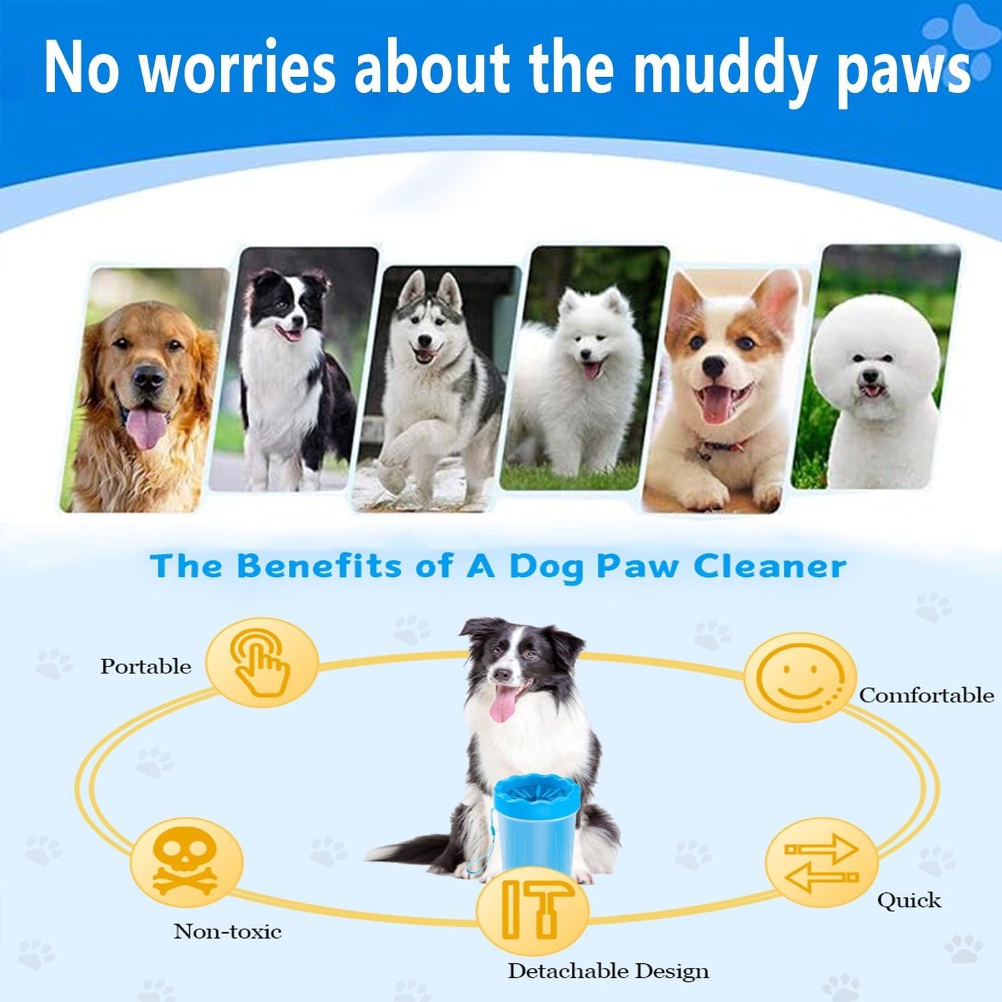 Pawsy Dog Paw Cleaner Set – Paw Washer Cup with Towel & Brush