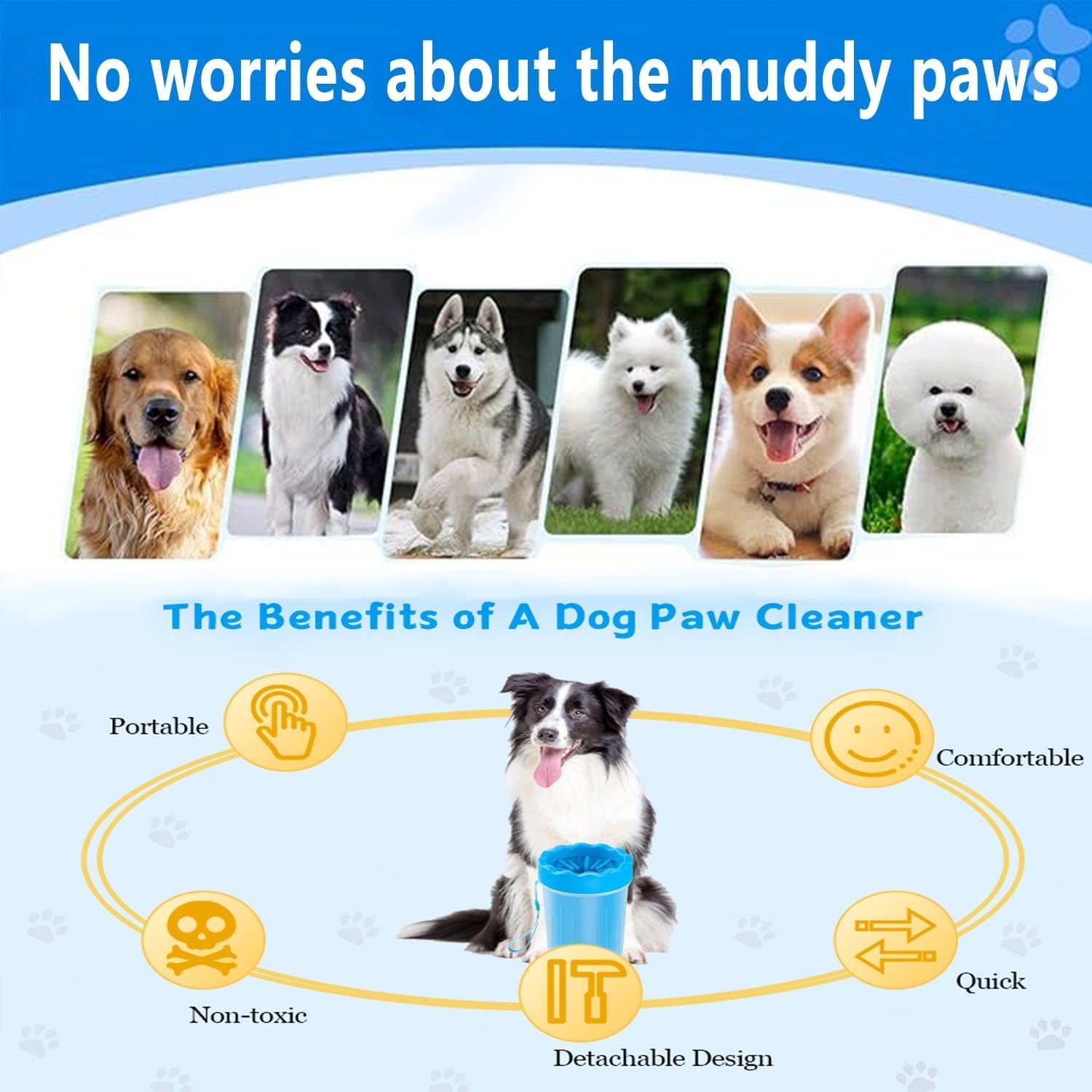 Pawsy Dog Paw Cleaner Set – Paw Washer Cup with Towel & Brush