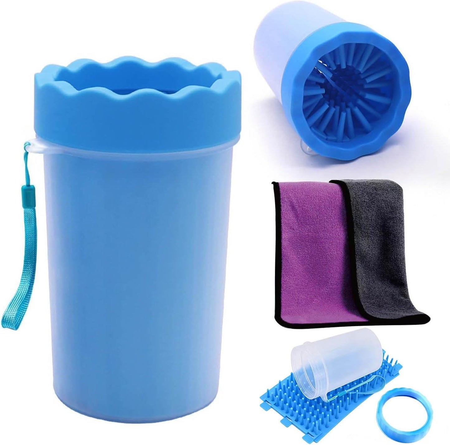 Pawsy Dog Paw Cleaner Set – Paw Washer Cup with Towel & Brush