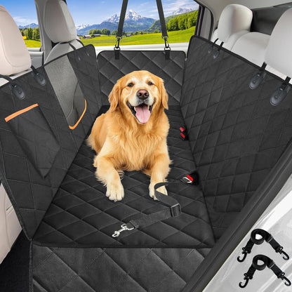 Pawsy Waterproof Dog Car Seat Cover – Back Seat Hammock with Side Flaps & Mesh Window