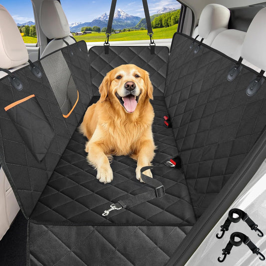 Pawsy Waterproof Dog Car Seat Cover – Back Seat Hammock with Side Flaps & Mesh Window