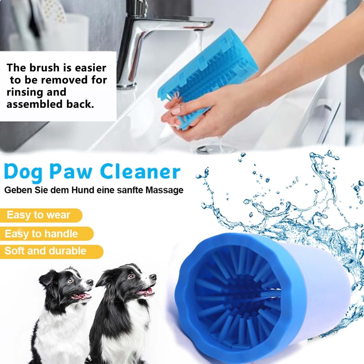 Pawsy Dog Paw Cleaner Set – Paw Washer Cup with Towel & Brush